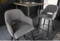  hokery szare z tkaniny strukturalnej paris, krzesła barowe paris szare