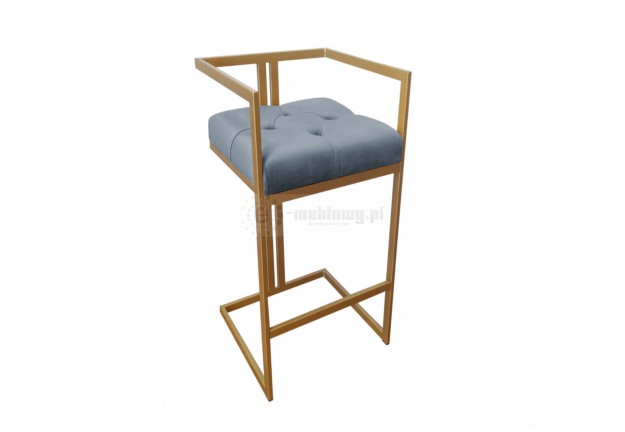 Krzesło barowe na złotym stelażu Lori - bluvel, krzesła barowe nowoczesne, hokery barowe