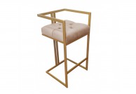 Krzesło barowe na złotym stelażu Lori, krzesła barowe stabilne, hokery  do salonu