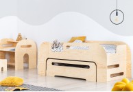 łóżko dziecięce podwójne aiko, łóżka dla dzieci drewniane aiko, łóżko dziecięce z szufladą