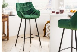 Krzesło barowe zielone z aksamitu The Dutch Comfort