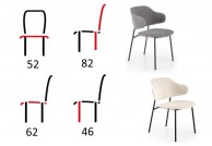 Krzesła tapicerowane na czterech nogach Yasti, zestaw stół i krzesła, krzesła na czterech nogach yasti