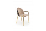 Krzesła na złotych nogach z podłokietnikami Vanita, krzesła do salonu, krzesła z podłokietnikami glamour