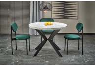 Stół okrągły rozkładany Peroni 100 - 250 cm biały marmur / czarny, stoły okrągłe rozkładane