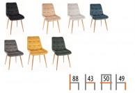 Krzesła tapicerowane Chic Velvet - nogi metal w kolorze dąb, krzesła do jadalni chic velvet, krzesła chic
