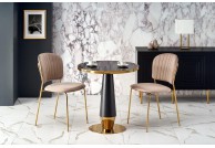 Krzesła na złotych nogach z tkaniny velvet Bastien, krzesła tapicerowane, krzesła do jadalni bastien