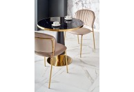Krzesła na złotych nogach z tkaniny velvet Bastien, krzesła tapicerowane, krzesła do jadalni bastien