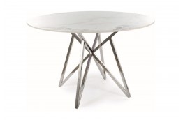 Biały stół okrągły 120 cm z efektem marmuru Jaimie
