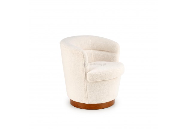 Kremowy fotel wypoczynkowy z tkaniny boucle Amy, fotel do sypialni boucle amy, fotel do przedpokoju amy