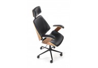 Czarno-brązowy fotel gabinetowy ignazio, fotele biurowe obrotowe ignazio