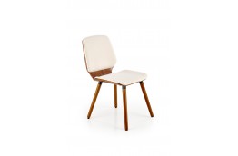 Krzesło tapicerowane kremowe Bay, krzesła tapicerowane nowoczesne, krzesła kremowe, krzesła ze sklejki orzech