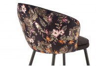 Krzesło czarne w kwiaty Dahlia, krzesła tapicerowane nowoczesne do jadalni dahlia