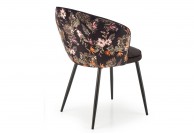 Krzesło czarne w kwiaty Dahlia, krzesła tapicerowane nowoczesne do jadalni dahlia