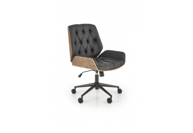 Fotel biurowy gavin czarny / orzech, fotel obrotowy, fotel ekoskóra , fotel gavin , fotel elegancji , fotel nowoczesny