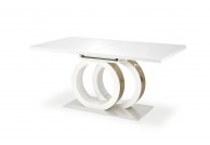 Stół rozkładany biało złoty 160 - 200 cm Galardo, stół biały rozkładany, białe stoły rozkładane galardo