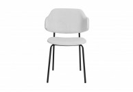 Białe krzesła tapicerowane boucle Alpine, krzesła do jadalni, krzesła do salonu