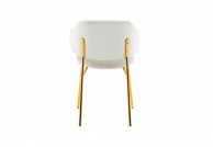białe krzesła boucle na złotych nogach, krzesła do jadalni alpine