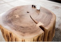 drewniana ława kawowa trunk, okragle stoliki kawowe drewniane, stoliki drewniane naturalne