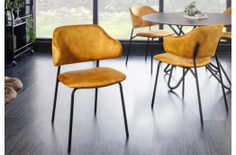 Krzesło tapicerowane do jadalni żółte Tracy