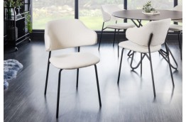 Białe krzesła tapicerowane boucle Alpine / czarne nogi