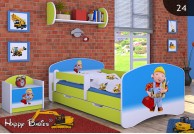 meble do pokoju dziecięcego, łóżko dla dziecka, łóżko dla chłopca, łóżko dziecięce bob budowniczy, zielone łóżko dla chłopca