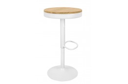 Stołek barowy Volt - biały + dąb, stołki barowe białe, hokery barowe z regulacją volt