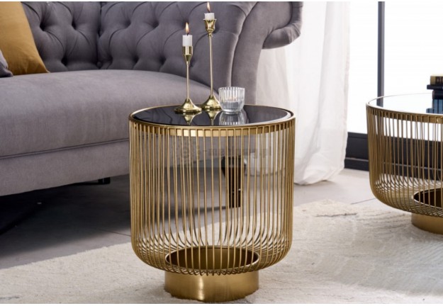 Stolik kawowy okrągły 40 cm Varia,  okrągły stolik kawowy złoty 40 cm Varia, okrągłe stoliki kawowe glamour