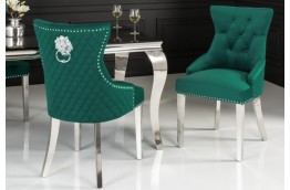 Zielone krzesła z kołatką Castle Deluxe/ srebrne nogi