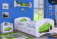 meble do pokoju dziecięcego, łóżko dla dziecka, łóżko dla chłopca, łóżko dziecięce samochód zielony, białe łóżko dla chłopca 