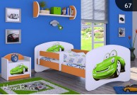meble , łóżko dla dziecka, łóżko dla chłopca, łóżko dziecięce samochód zielony, pomarańczowy łóżko dla chłopca