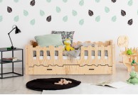 Łóżko dziecięce drewniane Pinki, łóżko dziecięce z szufladą Pinki, białe łóżka dziecięce pinki, drewniane łóżka dla dzieci