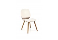 Krzesło tapicerowane kremowe Bay / tkanina boucle + sklejka gięta