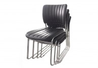 Krzesła z ekoskóry Rapid, krzesła konferencyjne sztaplowane, krzesła czarne sztaplowane