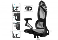Fotel ergonomiczny szary Zeus, szary fotel ergonomiczny Zeus, fotele biurowe obrotowe szare zeus
