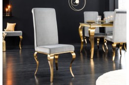 Szare krzesło na złotych nogach Modern Barok