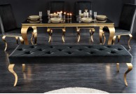 Czarna ławka w stylu glamour Modern Barok, czarna ławka do salonu, ławki do stołu