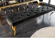 Czarna ławka w stylu glamour Modern Barok, czarna ławka do salonu, ławki do stołu