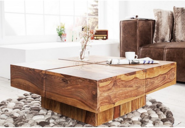 Stolik kawowy karo, drewniany stolik kawowy 80 cm karo, ława drewniana