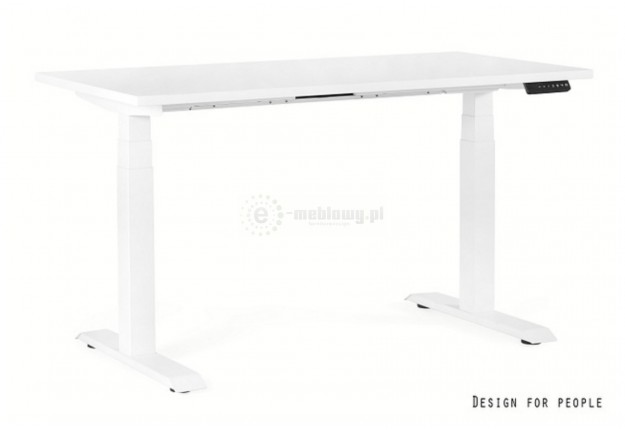 Białe biurko z regulowaną wysokością 140x70 cm Fighter Single Desk, białe biurka regulowane elektrycznie