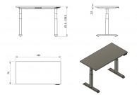 Białe biurko z regulowaną wysokością 140x70 cm Fighter Single Desk, białe biurka regulowane elektrycznie