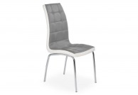  krzesło, krzesła, krzesło do jadalni, krzesło do salonu, krzesło ekoskóra, szary biały, chromowane