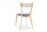 Drewniane krzesło w stylu skandynawskim z szarym siedziskiem nelson