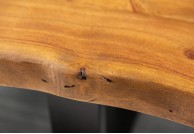 Stolik z litego drewna akacjowego z naturalną krawędzią drzewa fabryka, ława drewniana Fabryka, brązowa 110 cm