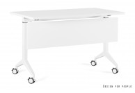 Białe biurko na kółkach z panelem maskującym Yumi S, białe biurka na kółkach yumi s