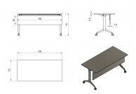 Beżowe biurko na kółkach z panelem maskującym Yumi S, biurka na kółkach, biurka 150 cm