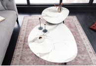 Marvelous stolik kawowy 70 cm biały marmur, stoliki kawowe do salonu 70 cm, ława 70 cm