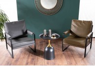 Czarno złoty stolik kawowy Libra 51 cm, stoliki okrągłe do salonu
