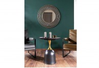Czarno złoty stolik kawowy Libra 51 cm, stoliki okrągłe do salonu