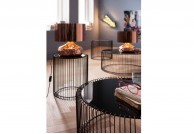 Zestaw stolików kawowych WIRE, zestaw dwóch czarnych stolików kawowych wire, kare design stoliki