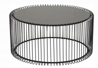 Zestaw stolików kawowych WIRE, zestaw dwóch czarnych stolików kawowych wire, kare design stoliki